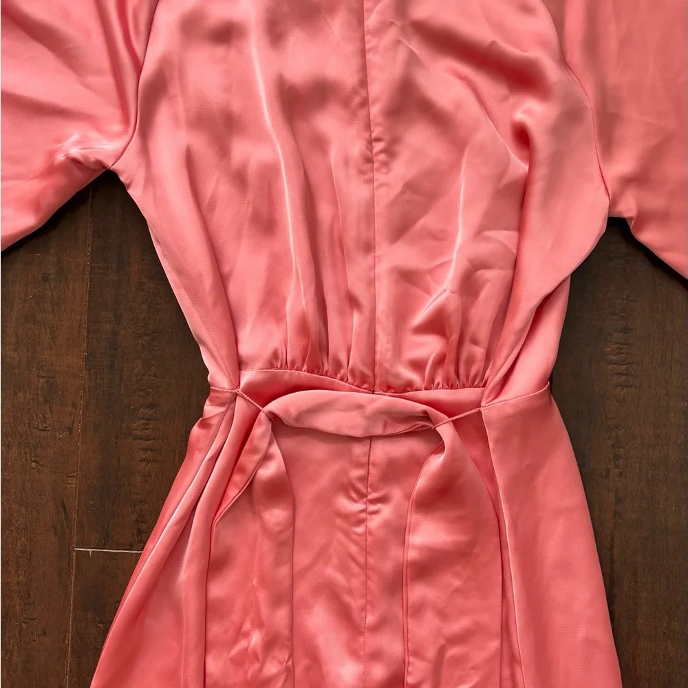 H&M Satin Vibrant Pink Long Sleeve Dress - Picture 7 of 7